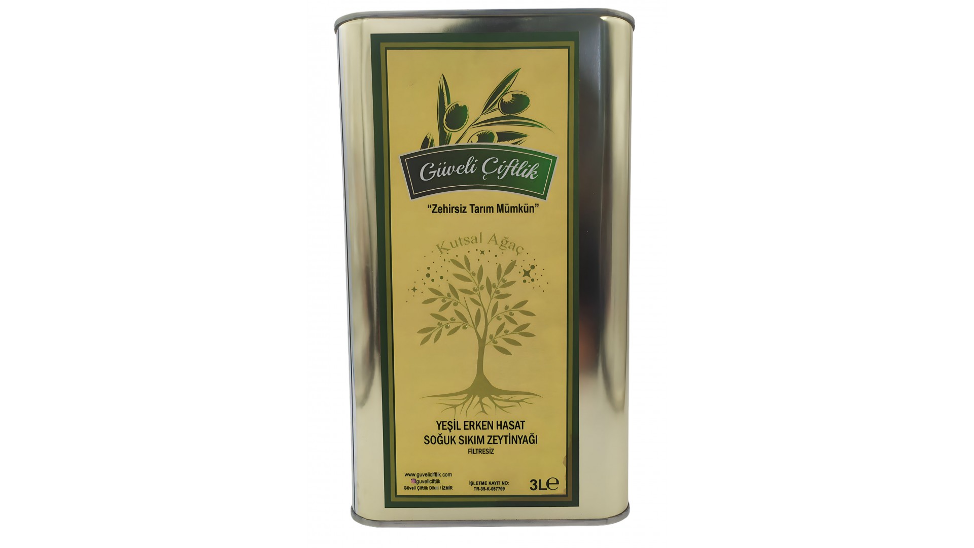 Yeşil Erken Hasat Soğuk Sıkım Zeytinyağı 3 Litre