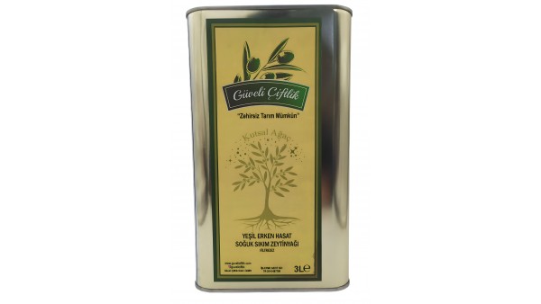 Yeşil Erken Hasat Soğuk Sıkım Zeytinyağı 3 Litre